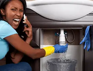 Emergency plumbing repair for a leaking sink drain under a bathroom vanity in Brandon, FL